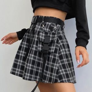 Black & White plaid skirt with extra accessories